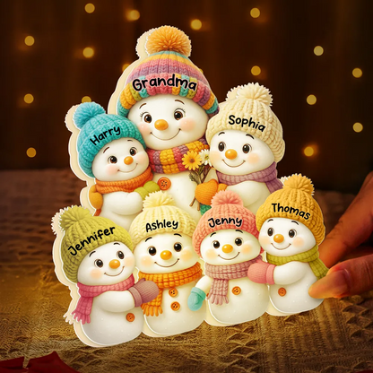 Snowman Grandma and Grandkids Personalized Light Box – Custom Christmas Decoration and Heartfelt Gift for Grandma Light Box