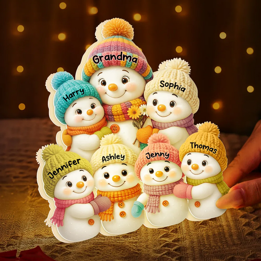 Snowman Grandma and Grandkids Personalized Light Box – Custom Christmas Decoration and Heartfelt Gift for Grandma Light Box