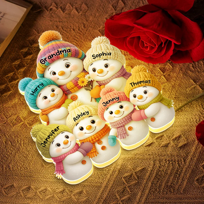Snowman Grandma and Grandkids Personalized Light Box – Custom Christmas Decoration and Heartfelt Gift for Grandma Light Box