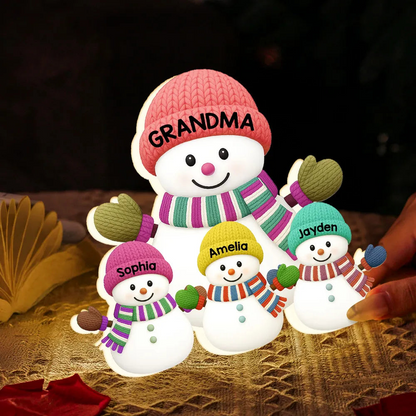 Cozy Snowman Family Acrylic Light Box – Festive Glow Décor, Heartfelt Gift for Grandma Light Box