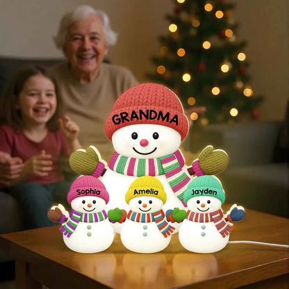 Cozy Snowman Family Acrylic Light Box – Festive Glow Décor, Heartfelt Gift for Grandma Light Box