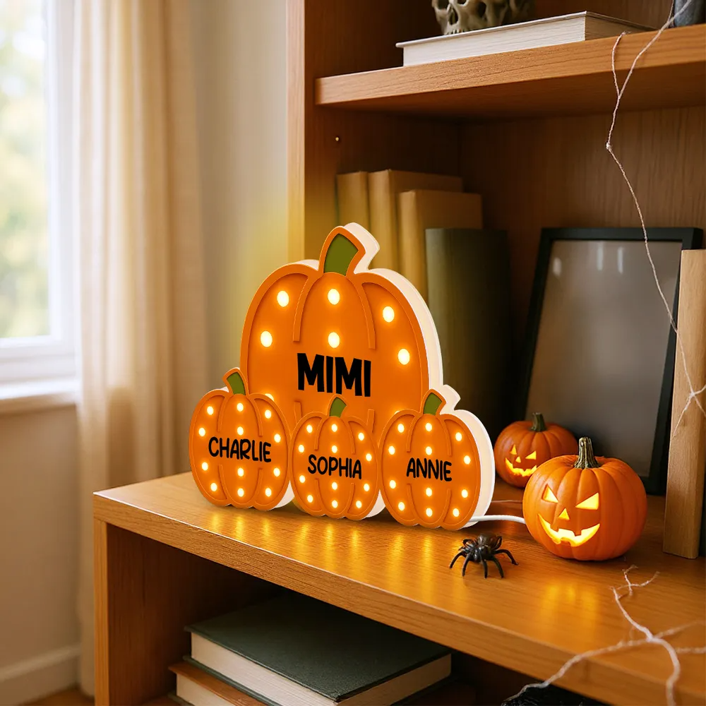 3D Effect Grandma Little Pumpkins Marquee Pattern Effect Cozy Fall Home Decor - Personalized Light Box - Gift For Grandmas Light Box