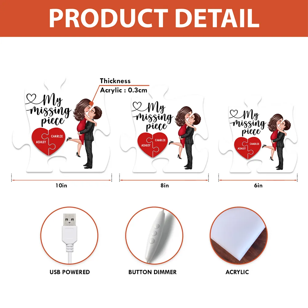 Couple My Missing Piece - Personalized Light Box - Heartwarming Gift For Couple Light Box