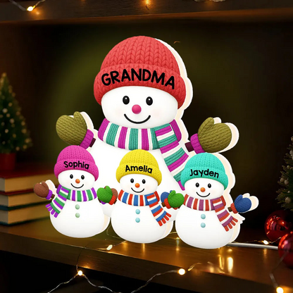 Cozy Snowman Family Acrylic Light Box – Festive Glow Décor, Heartfelt Gift for Grandma Light Box