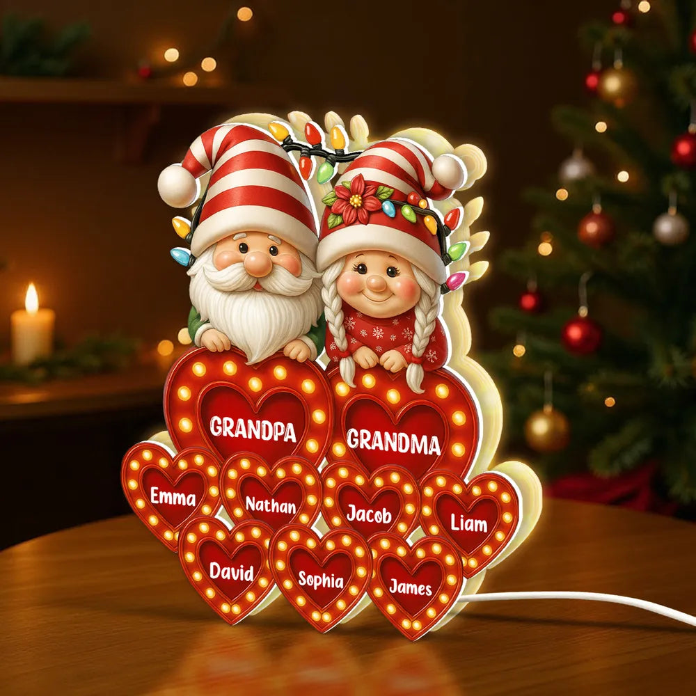 Grandparents Acrylic Light Box – Personalized Christmas Decoration with Grandkids’ Names, Clear and Collectible Gift Light Box