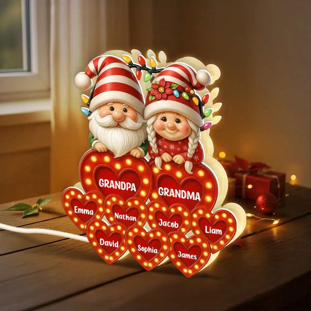 Grandparents Acrylic Light Box – Personalized Christmas Decoration with Grandkids’ Names, Clear and Collectible Gift Light Box