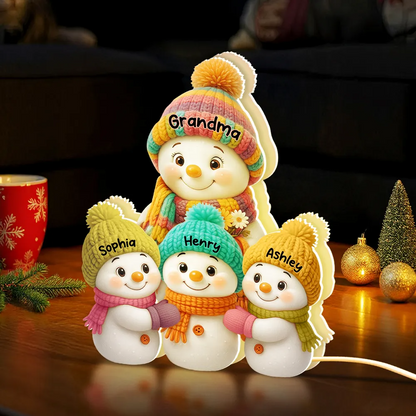 Snowman Grandma and Grandkids Personalized Light Box – Custom Christmas Decoration and Heartfelt Gift for Grandma Light Box