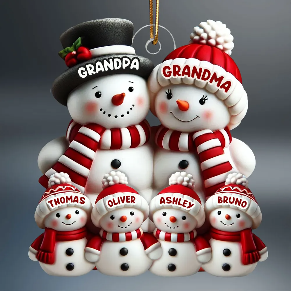 Cute Snowman Family Christmas Decor Personalized Acrylic Ornament Ornament