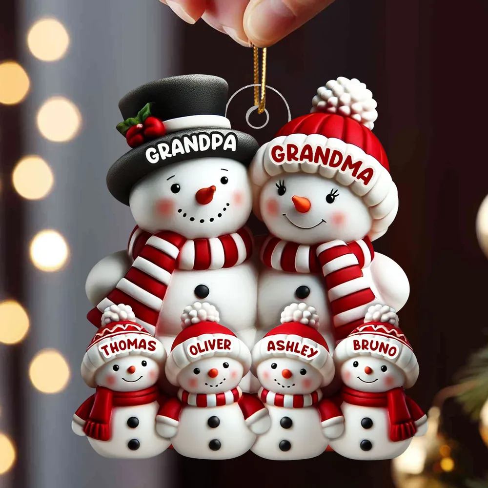 Cute Snowman Family Christmas Decor Personalized Acrylic Ornament Ornament
