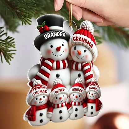 Cute Snowman Family Christmas Decor Personalized Acrylic Ornament Ornament