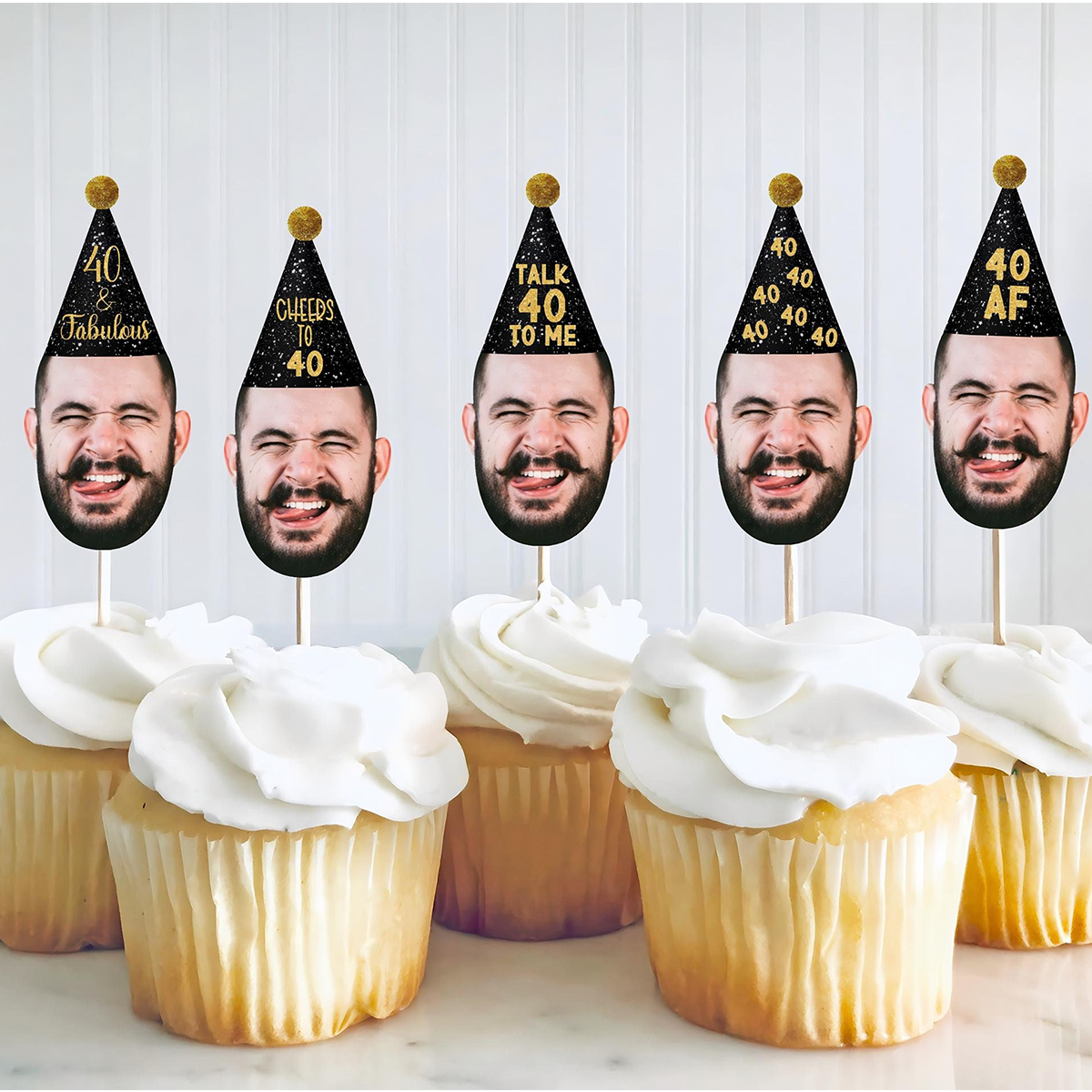 40th Birthday Cupcake Toppers, Custom Face Cupcake Toppers, Custom Birthday Cake Topper