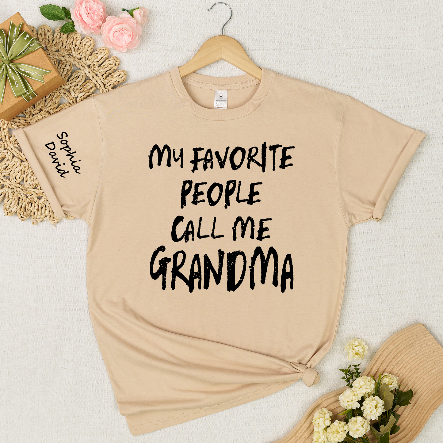 Custom Grandma Shirt My Favorite People Call Me Grandma Personalized T Shirt with Kids Names Family Gift for Grandmother Birthday Mother Celebration Tee