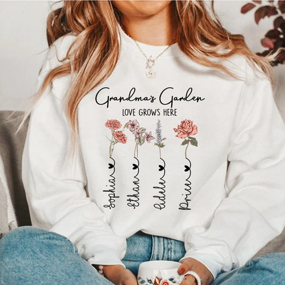 Personalized Mimi Claus Glitter Sweatshirt - Custom Christmas Sweater with Grandkids' Names - Festive Holiday Apparel for Grandmas