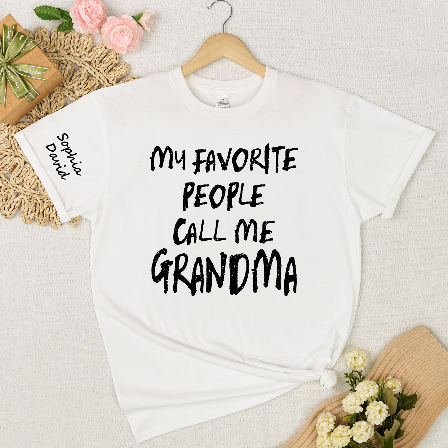Custom Grandma Shirt My Favorite People Call Me Grandma Personalized T Shirt with Kids Names Family Gift for Grandmother Birthday Mother Celebration Tee