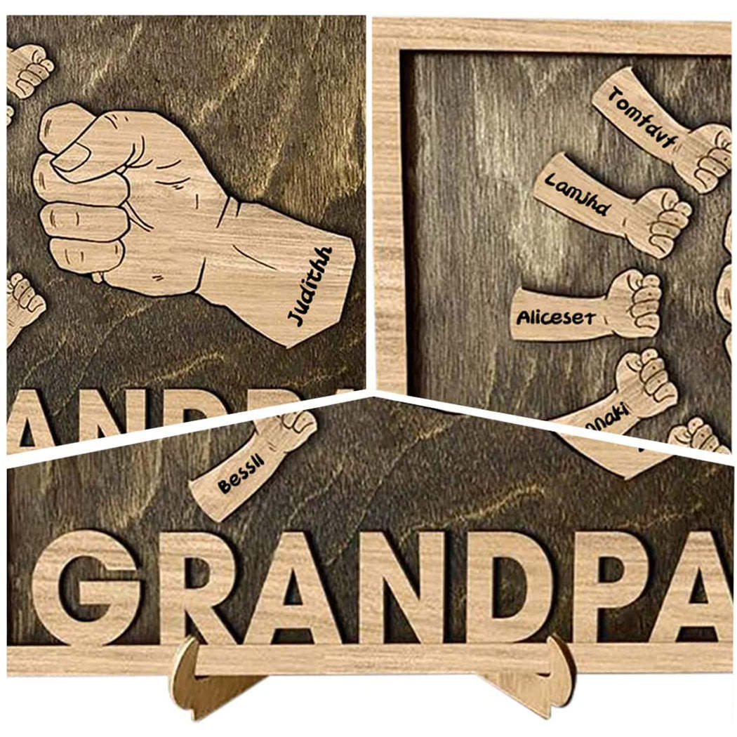Personalized Fist Bump Sign Home Decor Wood Frame for Father's Day