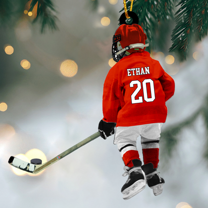 Custom Hockey Player Ornament 2025 – Personalized Christmas Gift for Hockey Lovers & Kids Ornament
