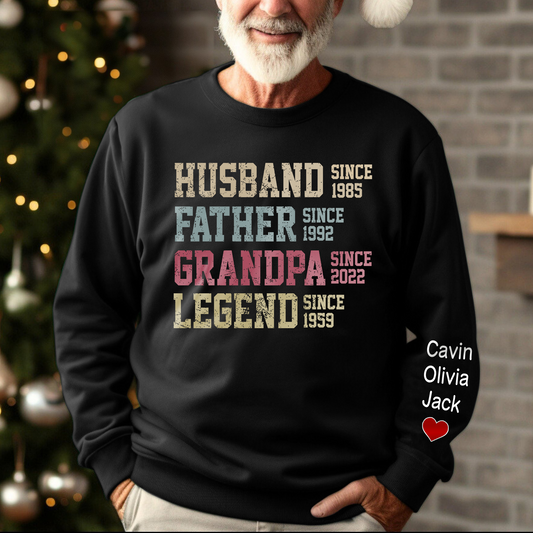 Personalized Dad Grandpa, Husband Father Grandpa Legend Sweatshirt