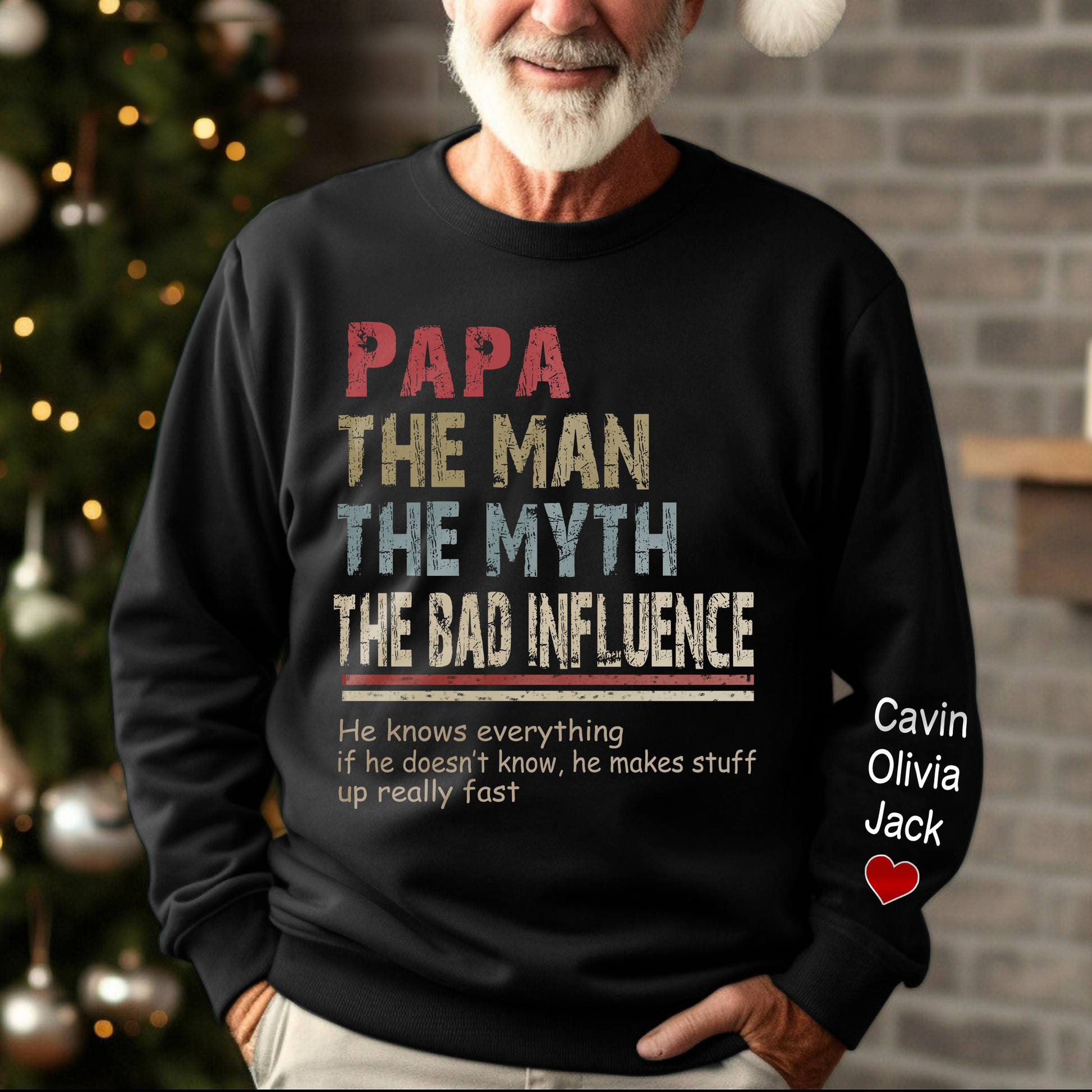 Papa The Man The Myth The Legend, Custom Papa With Kids Sweatshirt
