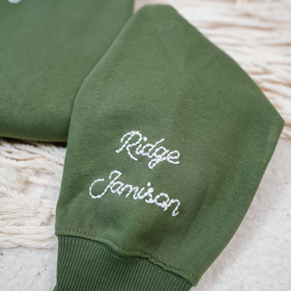 Custom Hand Embroidered Mimi With Grandkids Name On Sleeve Sweatshirt, Mother's Day Gift For Mom Mimi Grandma Nana Gigi Gaga