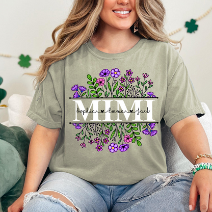 Comfort Colors® Mimi Wildflower And Grandkids Shirt Gift for Grandma, Mother's Day