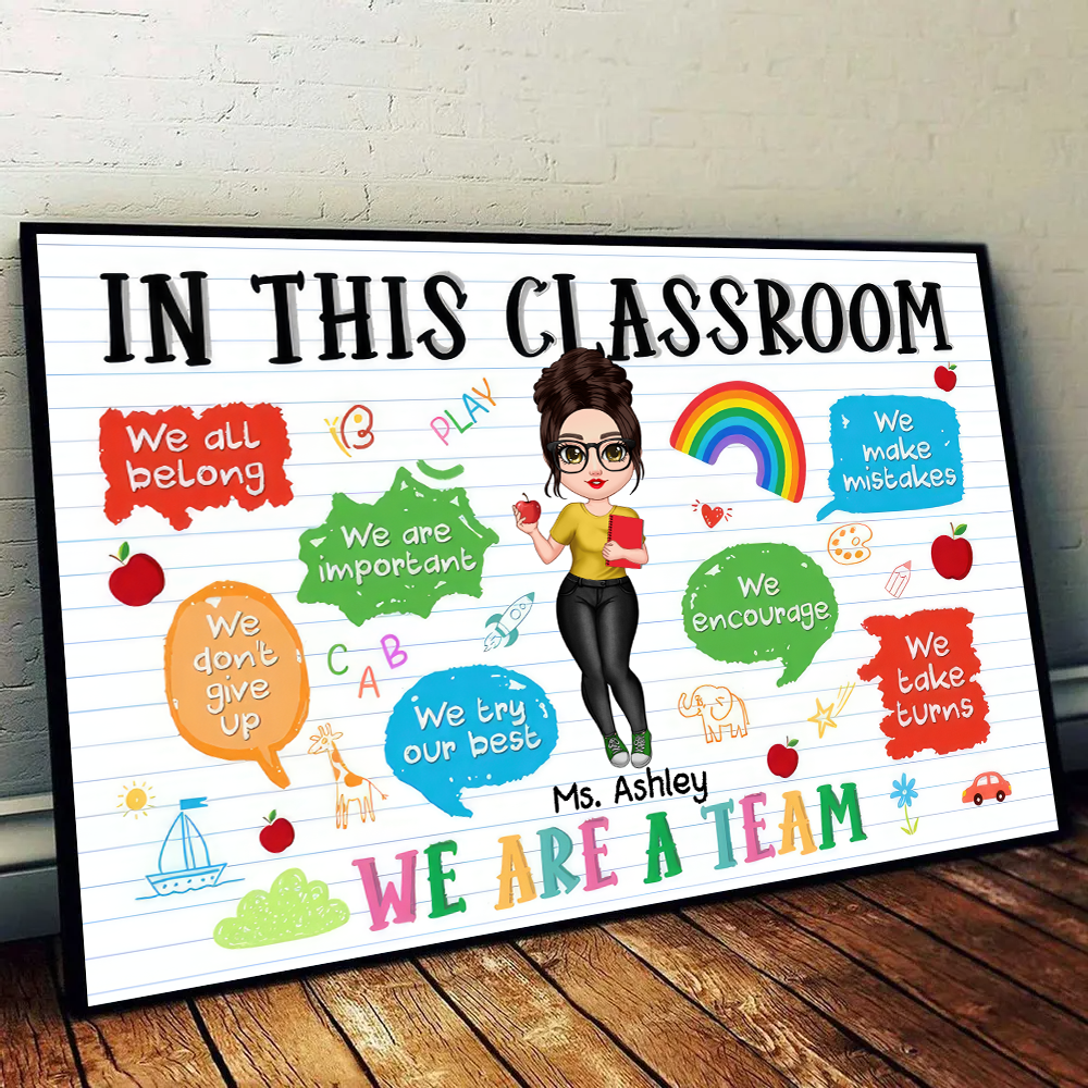 Adorable Teacher Personalized Poster, Custom Teacher Gift, Teacher Appreciation Decor, Back To School Classroom Decoration Poster
