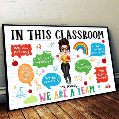 Adorable Teacher Personalized Poster, Custom Teacher Gift, Teacher Appreciation Decor, Back To School Classroom Decoration Poster