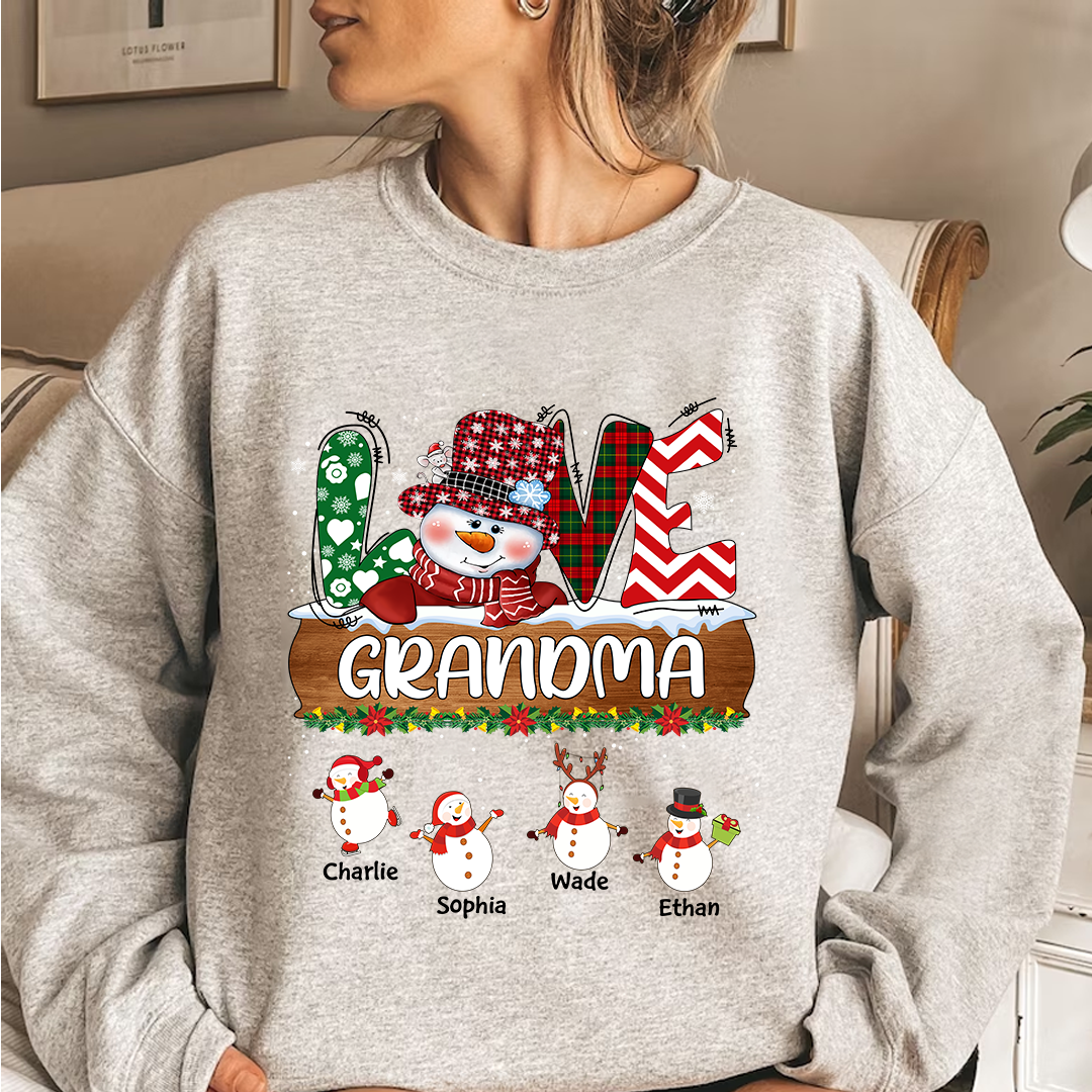Personalized Grandma Snowman Shirt Grandma With Grandkids Name Christmas