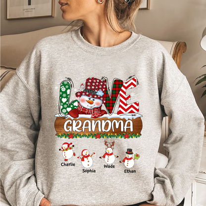 Personalized Grandma Snowman Shirt Grandma With Grandkids Name Christmas
