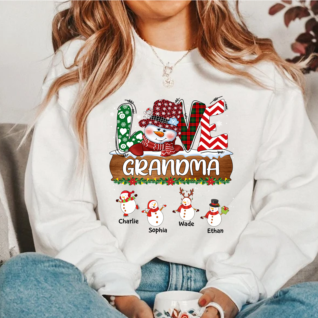 Personalized Grandma Snowman Shirt Grandma With Grandkids Name Christmas