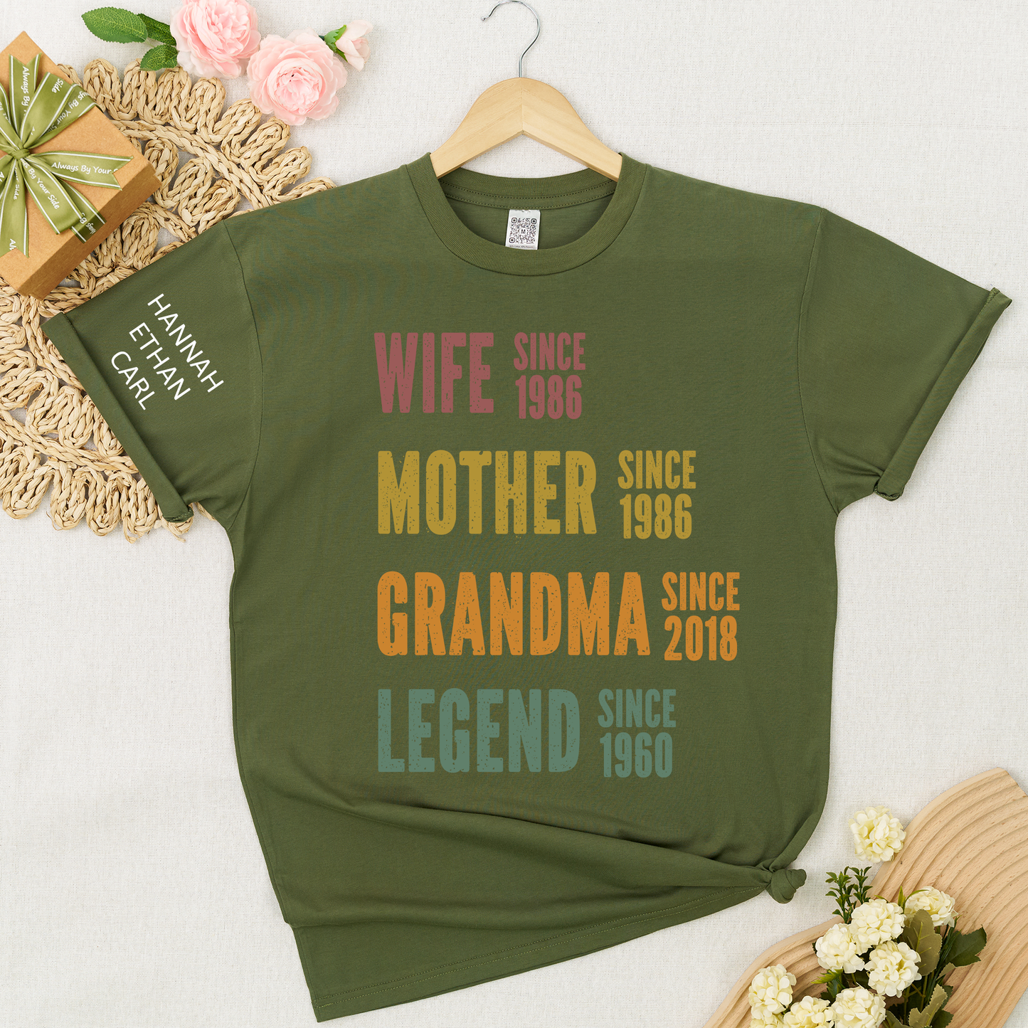 Personalized Wife Mother Grandma Legend Shirt, Custom Family Since Year Design, Unique Gift for Moms and Grandmas, Casual Navy Graphic Tee