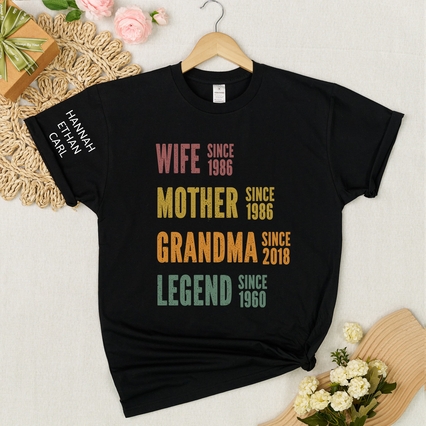 Personalized Wife Mother Grandma Legend Shirt, Custom Family Since Year Design, Unique Gift for Moms and Grandmas, Casual Navy Graphic Tee