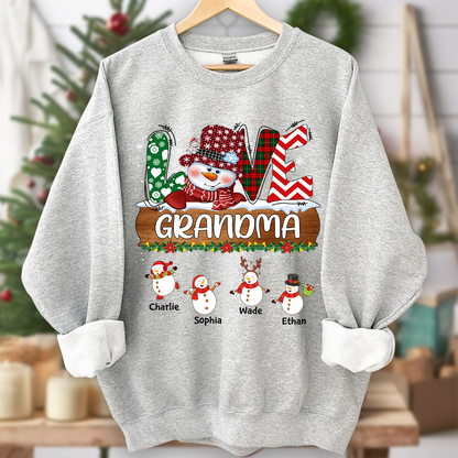 Personalized Grandma Snowman Shirt Grandma With Grandkids Name Christmas