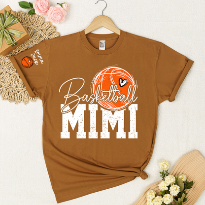 Basketball Mimi T Shirt with Custom Names, Basketball Heart and Hoop Design