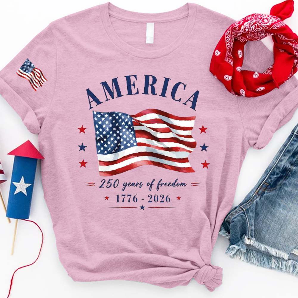 America 250 Years of Freedom Shirt, Patriotic USA Flag T-Shirt, 250th Anniversary America Tee, Fourth of July Shirt