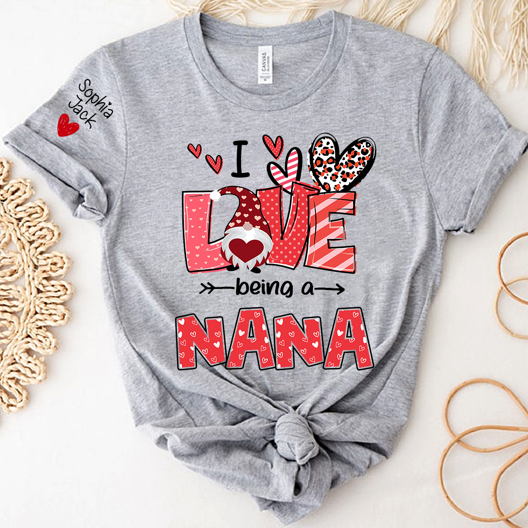 I Love Being Called Nana Sweatshirt, Heart Gnome Valentine Gift For Grandma And Her Grandchildren