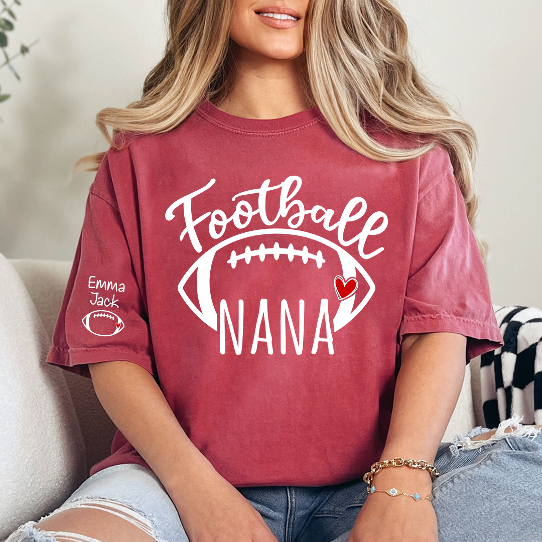 Football Grandma T-Shirt, Personalized Grandma T-Shirt for Football Lovers with Custom Name