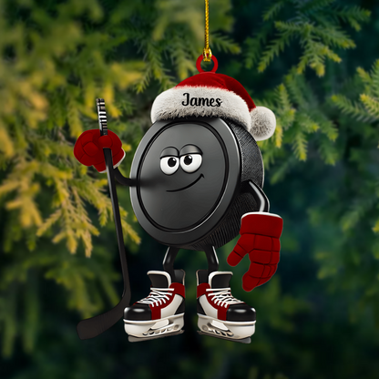 Personalized Hockey Ornament 2025 – Custom Name Puck Christmas Ornament, Funny Gift for Hockey Players & Fans Ornament