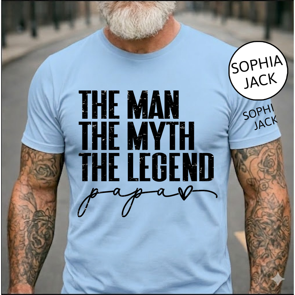 The Man The Myth The Legend Papa T-Shirt – Personalized Names Gift for Dad Fathers Day Birthday