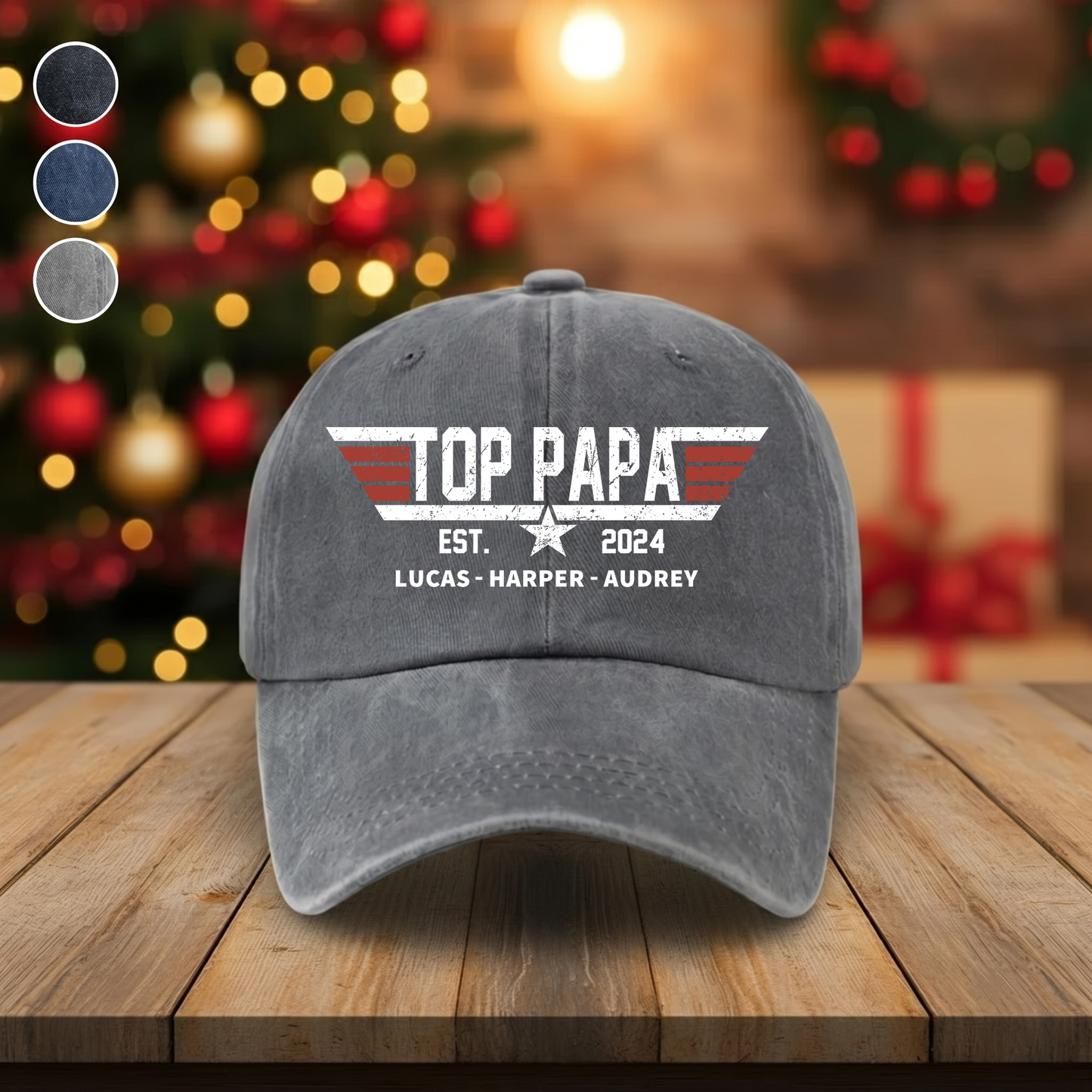 Personalized Gift Top Papa, Grandpa's Birthday, Father's Day Gift Trend, Personalized Custom Vintage Washed Denim Cap