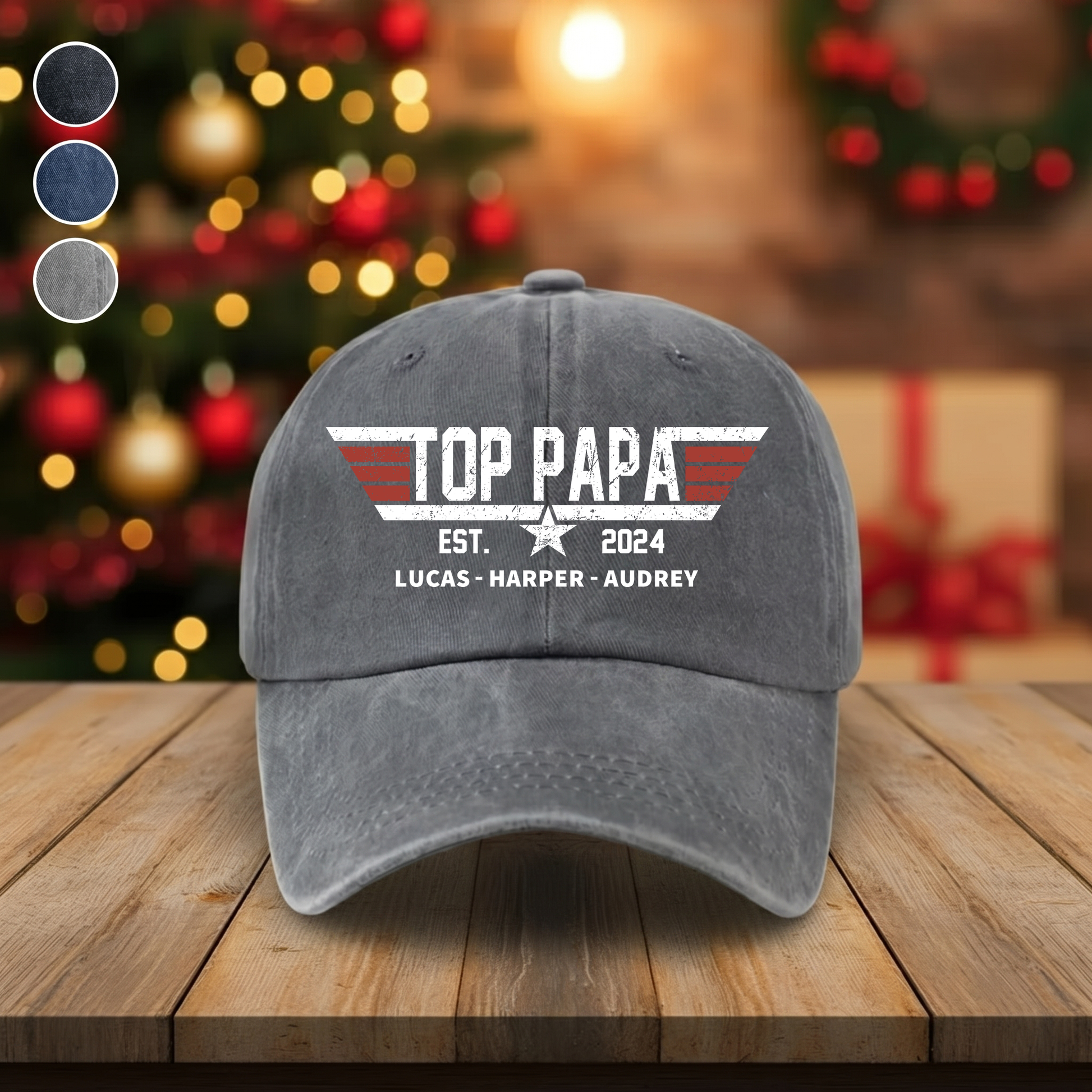 Personalized Gift Top Papa, Grandpa's Birthday, Father's Day Gift Trend, Personalized Custom Vintage Washed Denim Cap