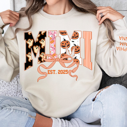 Personalized Halloween Grandma Sweatshirt, Custom Mimi And Kids Names