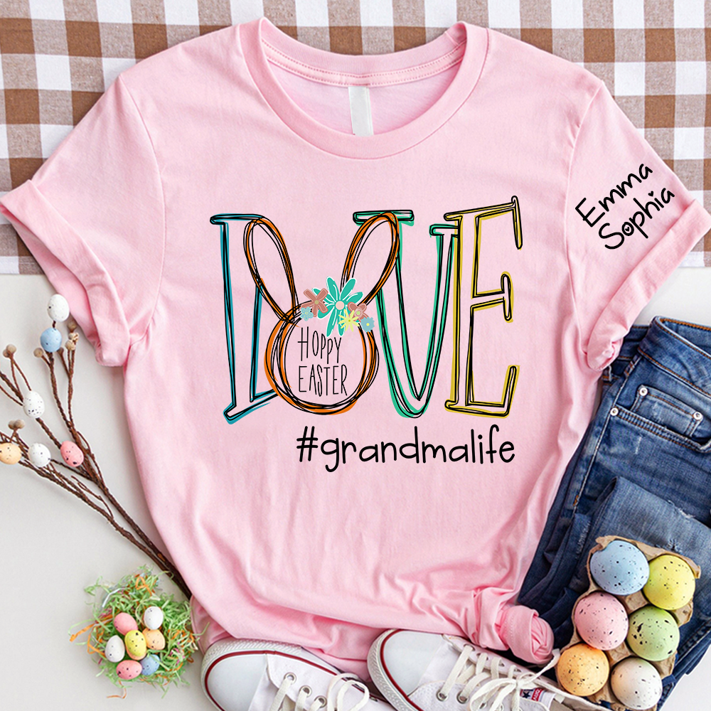 Love Grandma Life Bunny Shirt, Custom Grandma And Kids, Easter Days Gift TH T-Shirt
