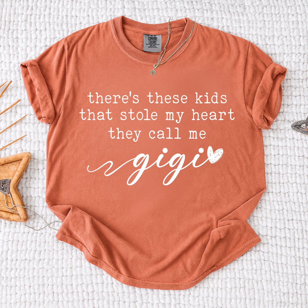Comfort Colors® Gigi Tee Personalized Gift For Grandma, There's these kids That Stole My Heart They Call Me Grandma