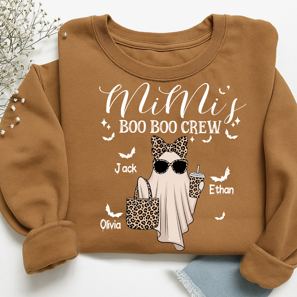 Mimi's Boo Crew Halloween Sweatshirt, Personalized Ghost Family Shirt for Grandma And Kids