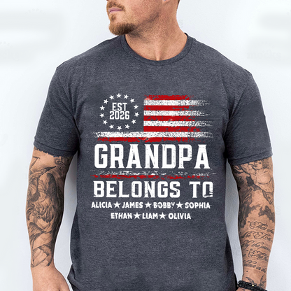 Custom Granpa Belongs To, Personalized Gift For Grandpa And Grandchildren, Patriotic Gift For Grandpa