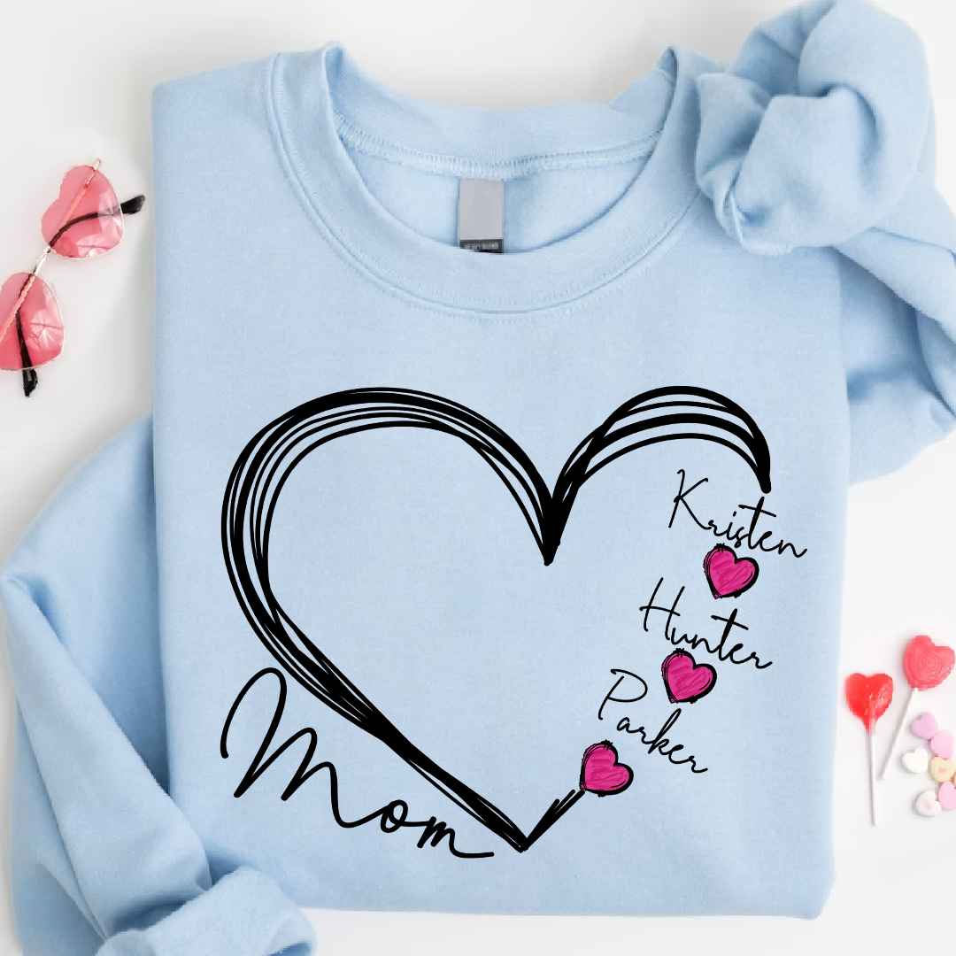 Custom Heart Mom And Kids Valentine's Day LTP01 Sweatshirt