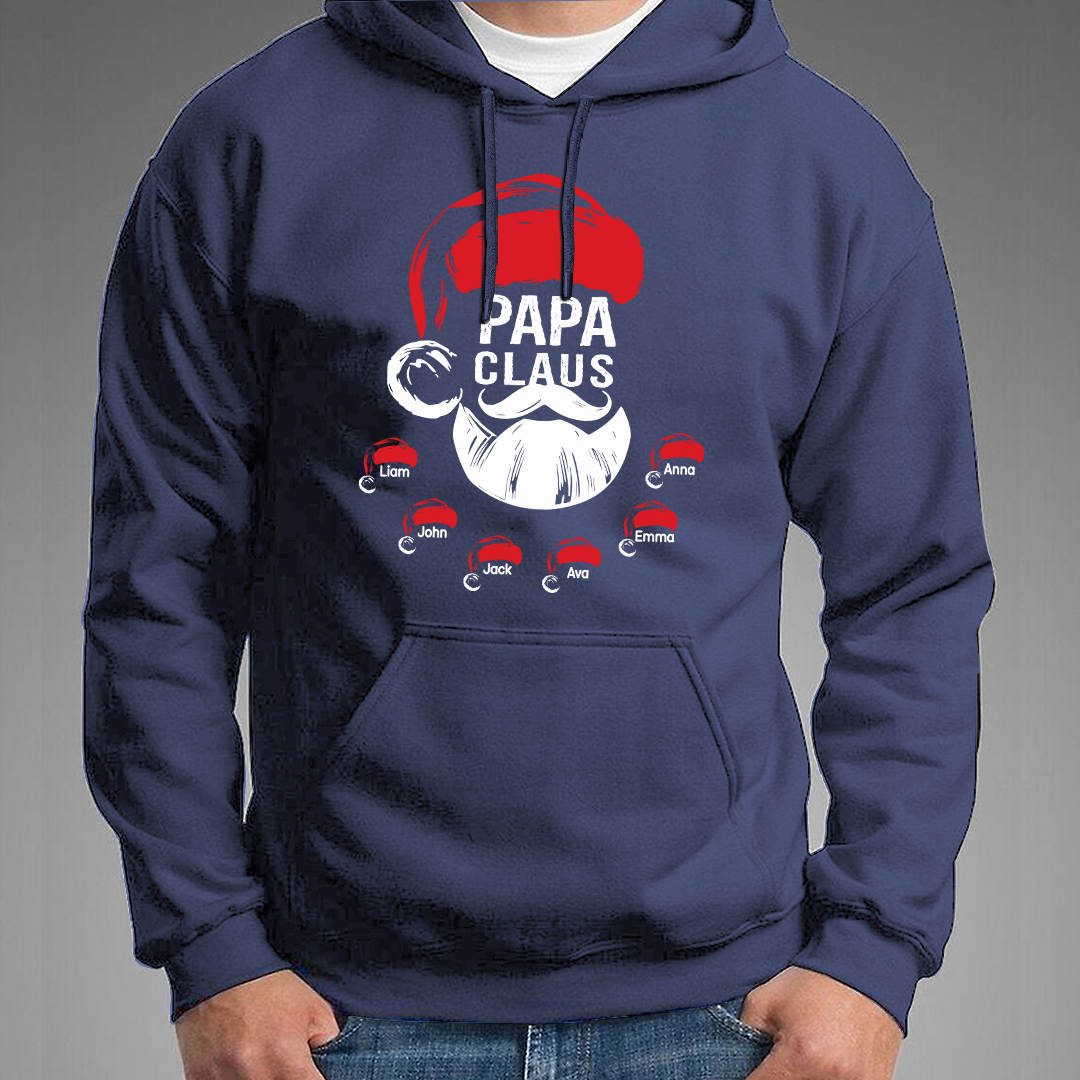 Custom Papa Claus Christmas, Gift For Papa And Kids Hoodie