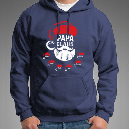 Custom Papa Claus Christmas, Gift For Papa And Kids Hoodie