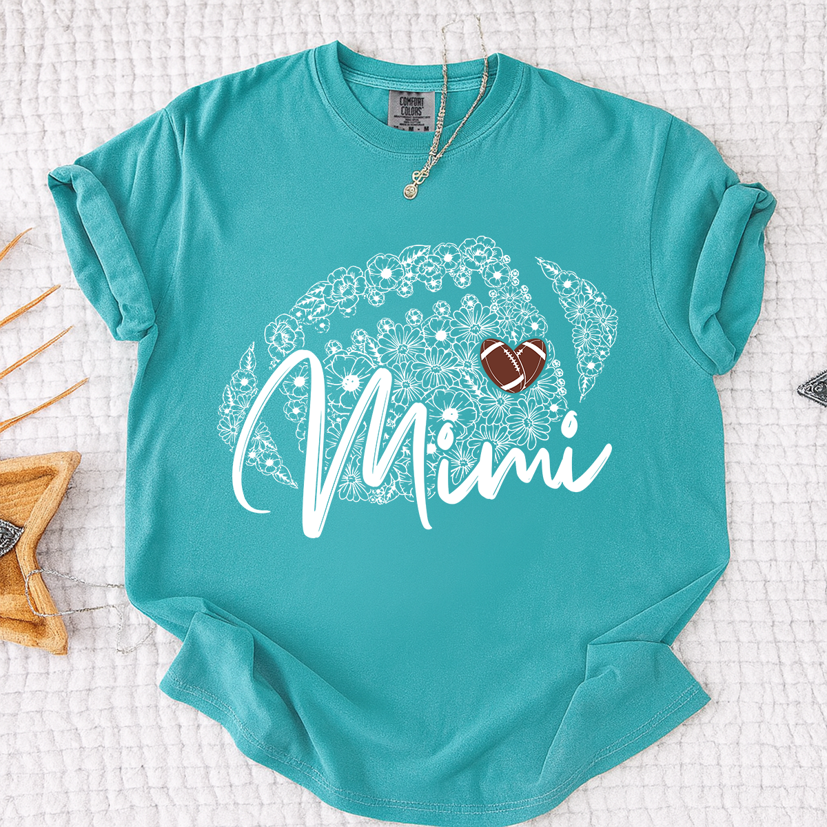 Comfort Mimi Football Shirt, Personalized Mimi T-Shirt with Floral Football Design