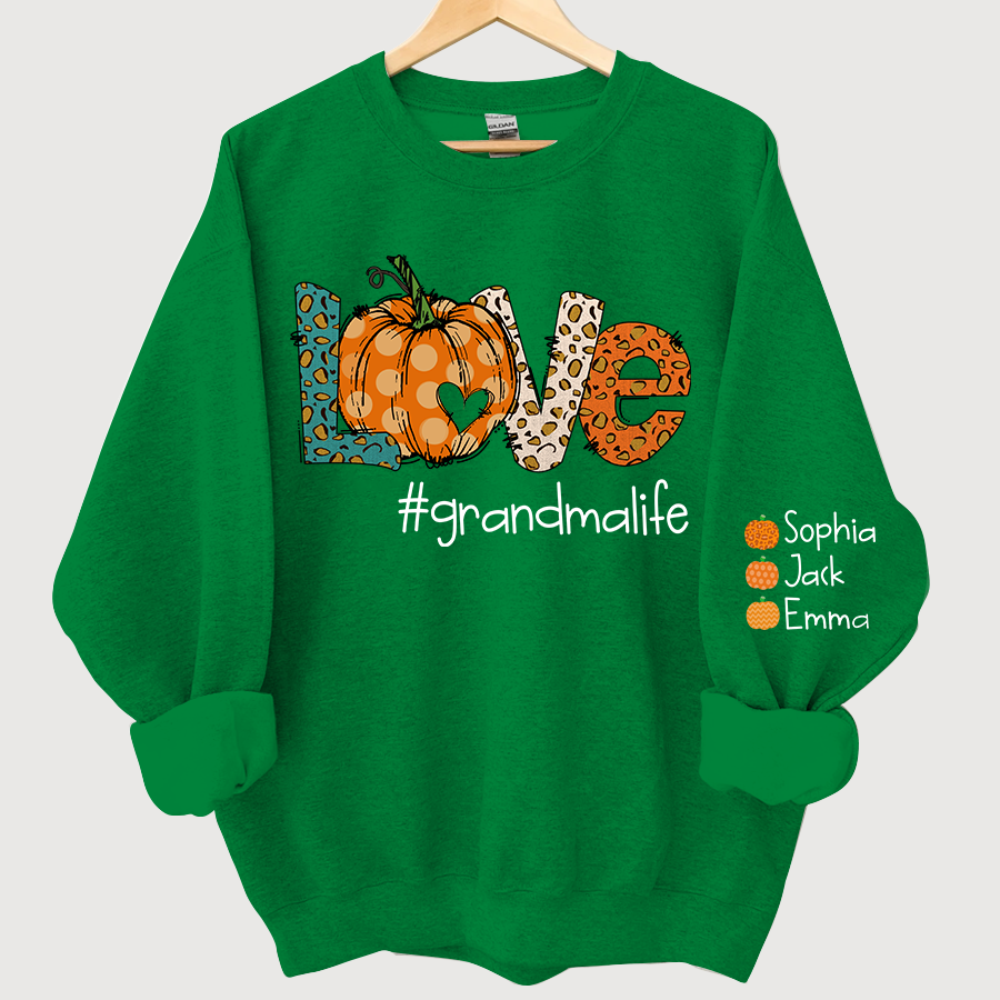 Love grandmalife Leopard ,Pumpkin Fall Personalized Autumn Sweatshirt